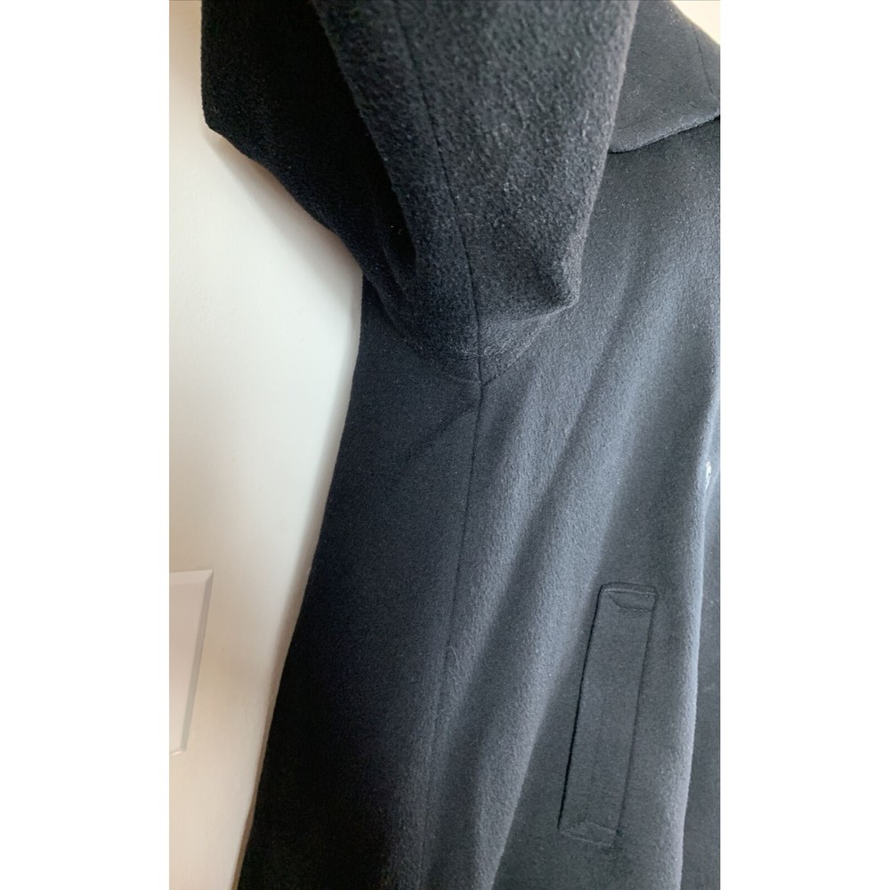 Vintage Women’s SZ 10 Coat Black Outdoor Cold Wool Double Breasted Knee Length - Picture 6 of 12